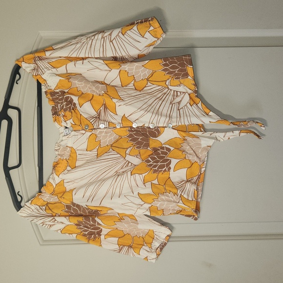 Fighting Eel Ava Sky Top Oceana Cream Palawan Sunflower Blouse Off-Shoulder XS - Picture 7 of 14